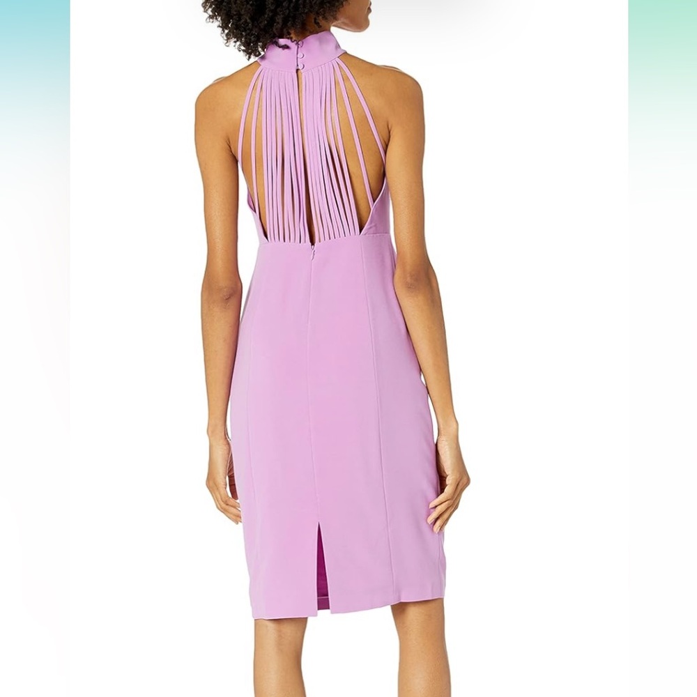HALSTON womens Sleeveless Mock Neck Dress with Strap Cocktail Dress size 14 (H) - Picture 2 of 12